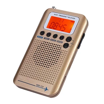 Image of ciciglow Aircraft Band Radio Receiver,LCD Display Four Search Mode Built In 700mah Battery Store 50 Stations VHF Portable Full Recorder(gold)