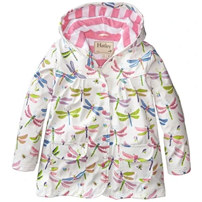Image of Hatley Girls Dragonflies Raincoat, White, 3 Years