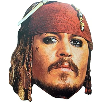 Image of STAR CUTOUTS Disney SM55 Captain Jack Sparrow Johnny Depp Single Face Mask Perfect for Parties Create Fun Talking Point, Solid, Multicolour, Regular