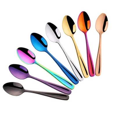 Image of Bocotoer 5.5Inch Coffee Spoons Coloured Teaspoons 8Pcs,Black