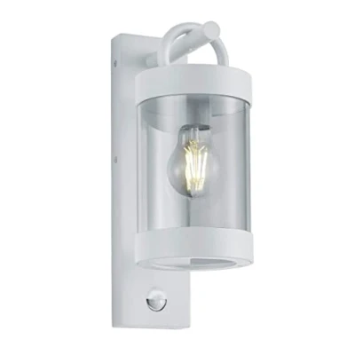 Image of Trio Leuchten Sambesi 204169124 Outdoor Wall Light Die Cast Aluminium Matte White Acrylic Clear 1x E27 Motion Sensor