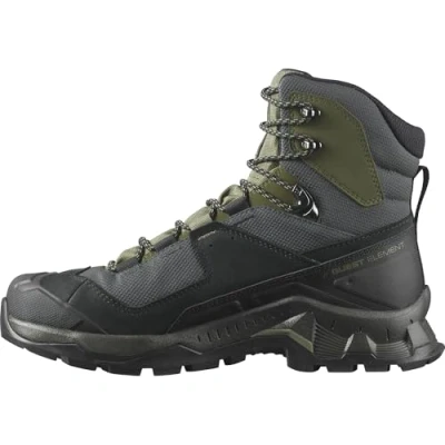 Image of Salomon Quest GTX Hiking shoes, Men&#039;s, Size: 7.5, Black/deep lichen green/olive night Leather and textile