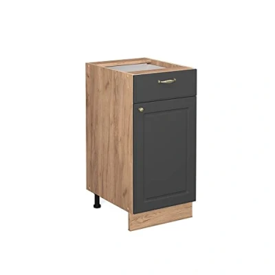 Image of Vicco Kitchen base cabinet Fame Line, Anthracite gold/Gold power oak, 40 cm without worktop
