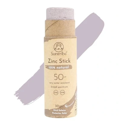 Image of Suntribe Natural Mineral Zinc Sun Stick SPF 30 g, Mud Tint, Organic 100% Natural, Reef Safe, UV Filter Very Water Resistant, Zero Waste Winner Beauty Shortlist Awards 2022