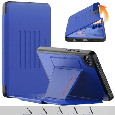 Image of TECHGEAR Enduro Case For Samsung Galaxy Tab A9 8.7&quot; (SM X110 / SM X115) Tough &amp; Rugged Strong Magnetic Flip [Auto Sleep/Wake] Drop Proof Cover with [Multi Angle Stand] Card Slot, Blue