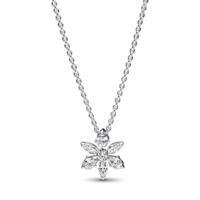 Image of PANDORA Timeless Women&#039;s Sterling Silver Sparkling Herbarium Cluster Pendant Necklace, 45cm, No Box