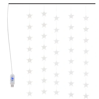 Image of vidaXL LED Star Curtain Fairy Lights 200 Blue 8 Function