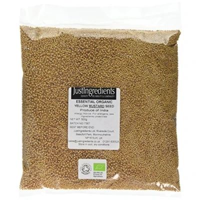 Image of JustIngredients Essentials Organic Yellow Mustard Seeds, 500 g Pack of 2