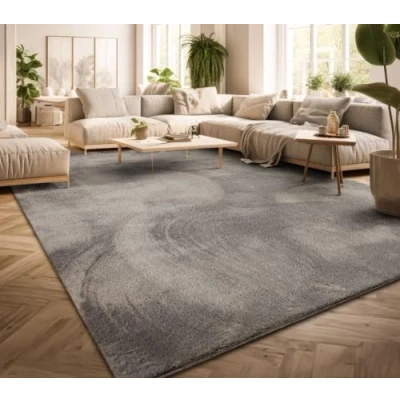 Image of TT Home Large Rug Short Pile Monochrome Modern Design Washable Yellow Gold, colour: Grey, Size:160x220 cm