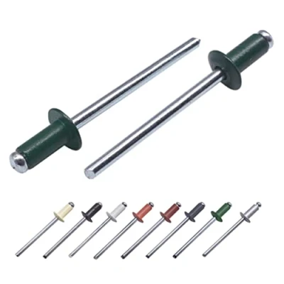 Image of (Pack of 100 pcs) Painted Blind Rivets 4.0 x 8 mm, Dome Head, DIN 7337, Aluminum Rivet and Steel Mandrel, Pop (100, Moss Green RAL 6005)