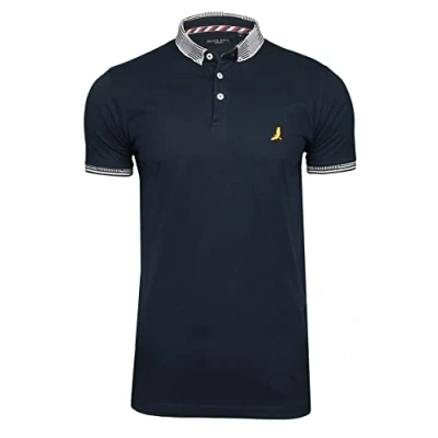 Image of BRAVE SOUL Mens Glover Polo T Shirt Cotton Short Sleeved (Navy/Navy) M