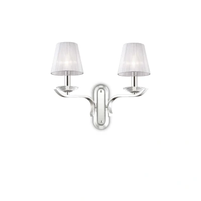 Image of Pegaso 2 Light Indoor Candle Wall Chrome, White with Organza Shades, E14