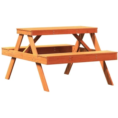 Image of vidaXL Picnic Table Wax Brown 105x134x75 cm Solid Wood Pine
