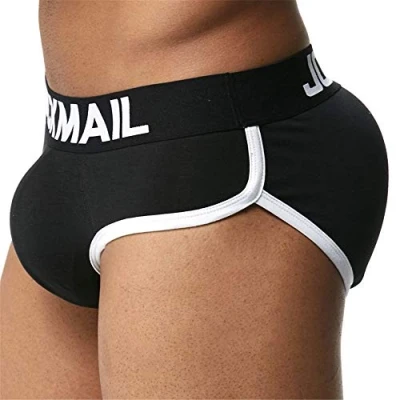 Image of JOCKMAIL Mens Briefs with Butt Pad Underwear Athletic Cycling Brief Cotton Hip Up Push Cup (M, Black)