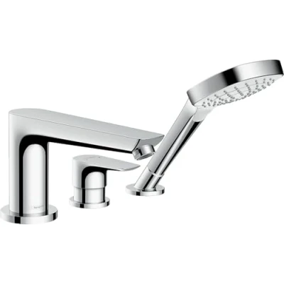 Image of hansgrohe Talis E 3 hole rim mounted single lever bath mixer with Secuflex