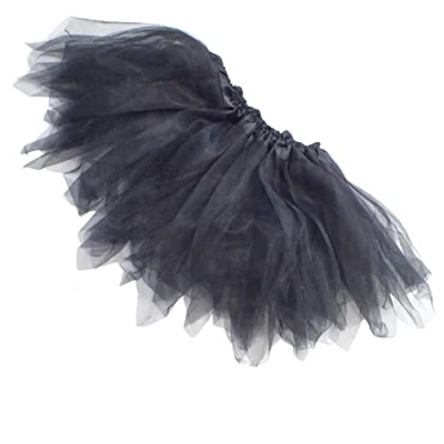 Image of Topkids Accessories Tutu for Girls, Angel Costume Princess dress up, Ballerina Glitter Skirt, Kids Tutu, Ballet Dress, Toddler Fairy (Plain Black)