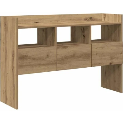 Image of vidaXL Sideboard Artisan Oak Cabinet/Cupboard 105x30x70 cm Modern Engineered Wood Storage Unit with Drawers and Shelves for Living Room, Bedroom, Office Brown