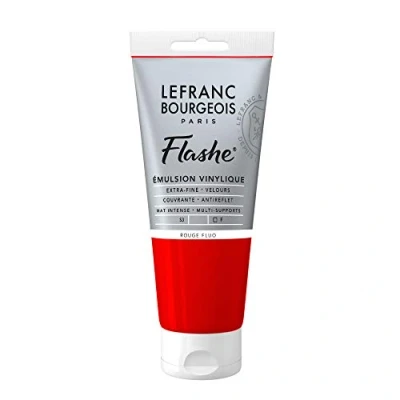 Image of Lefranc Bourgeois Acrylic Vinyl Emulsion, Fluorescent Red, 80ml Tube Vinylfarbe