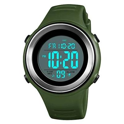 Image of TONSHEN Mens Multifunction Outdoor Military Sport Watch 50M Waterproof LED Electronic Double Time Plastic Case with Rubber Band Digital Watches (Green)
