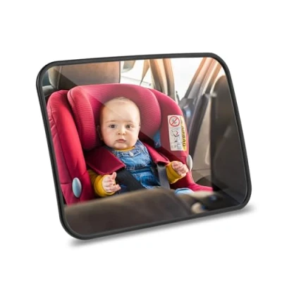Image of AiQInu Car Mirror Baby Rear View, for Back Seat, 100% Shatterproof Mirror, Adjustable Straps, Essentials Newborn and Safety