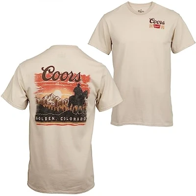 Image of Coors Sunset in Golden Colorado Front and Back Print T Shirt Medium