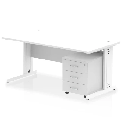 Image of Impulse 1600x800mm Desk White Top Cable Managed Leg + Mobile Ped