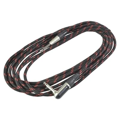 Image of Guitar Lead 6m Braided Straight 1/4&quot; Jack to Right Angle Black