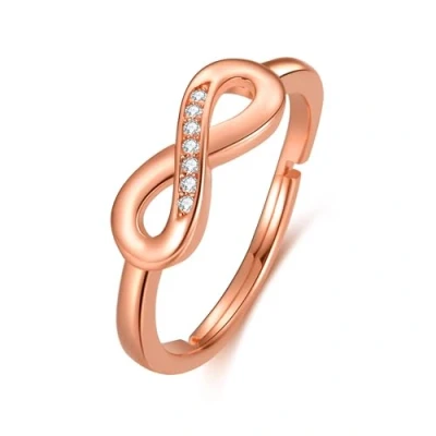 Image of Philip Jones Rose Gold Plated Infinity Ring Created with Zircondia® Crystals