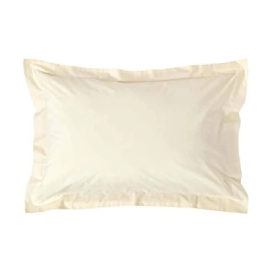 Image of HOMESCAPES Cream Pure Egyptian Cotton King Size Oxford Pillowcase 200 TC 400 Thread Count Percale Equivalent Pillow Case