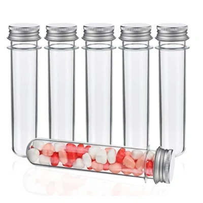Image of 30 Plastic Test Tubes Transparent with Screw Cap 45 ml Tube for Flower Vase Beads Sweets Glass Laboratory