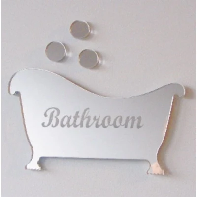 Image of Super Cool Creations Engraved Bath &amp; Bubbles Mirror Sign 12cm x 6cm