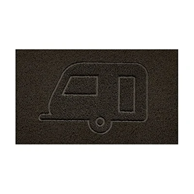Image of Nicoman Embossed Spaghetti Door Mat Dirt Trapper Jet Washable Doormat 70x43cm (Brown, CARAVAN Shape) Use Indoor or Sheltered Outdoor