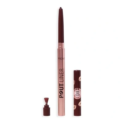 Image of Revolution Beauty, Pout Bomb Plumping Lip Liner, Long Lasting Shaper with Hyaluronic Acid &amp; Vitamin E, Vegan Cruelty Free, Dark Mauve