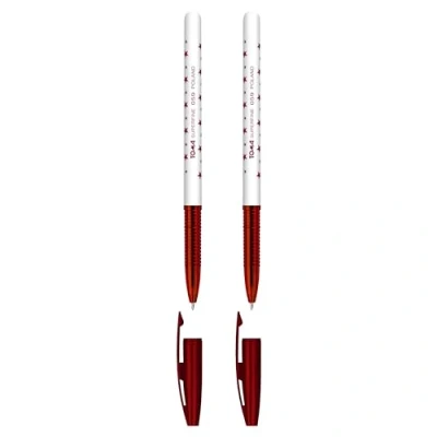 Image of Ballpoint Pens, Smudge Free Extra Fine Point 0.5 mm, Ideal for School, Office, Everyday Use (Red, 2 Pens)