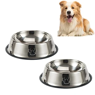 Image of Dog Food Bowl &amp; Water Bowl,Metal Bowl,Stainless Steel Bowl,Non Slip Bowls Pack of 2,Pet 580 ml /19.6oz Medium for Drinking and Feeding
