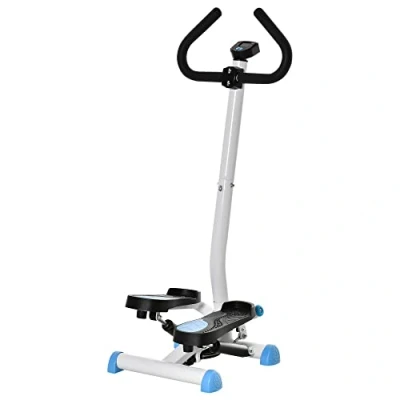 Image of HOMCOM Twister Stepper, Step Machine, Aerobic Exercise Workout Machine w/Adjustable Resistance, LCD Screen and Handlebars Blue