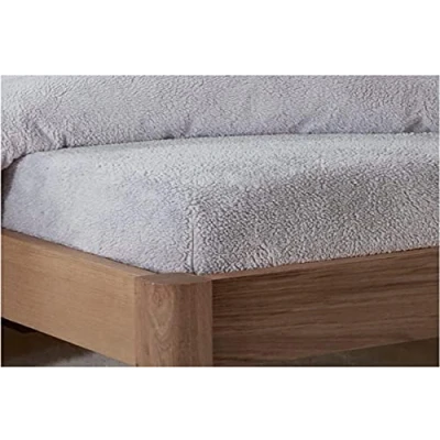 Image of Sleepdown Teddy Fleece Plain Thermal Warm Cosy Super Soft Bedsheet Bed Linen Grey, Single Fitted Sheet