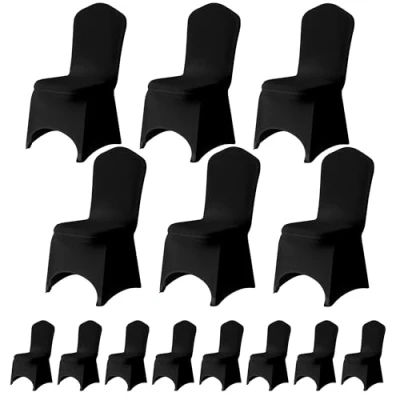 Image of Trimming Shop Spandex Black Chair Cover Stretch Fabric Removable Washable Protective Slipcovers for Weddings Banquets Ceremony Hotel Dining Parties Décor, 20pcs