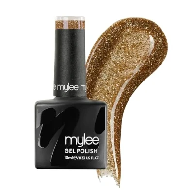 Image of Mylee Gel Nail Polish 10ml [Gold digger] UV/LED Soak Off Art Manicure Pedicure for Professional, Salon &amp; Home Use [Fine Glitters Range] Long Lasting Easy to Apply