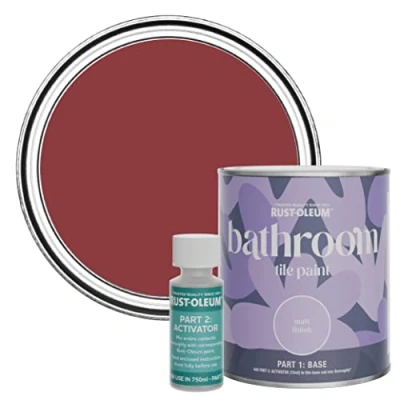 Image of Rust Oleum Red Water Resistant Bathroom Tile Paint in Matt Finish Empire 750ml
