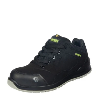 Image of Apache Mens Safety Trainers Brampton S3 Recycled Suede Leather Trainer Black UK Size 10 Composite Toe Cap and Midsole Protection 100% Non Metallic S3S SR ESD Ratings