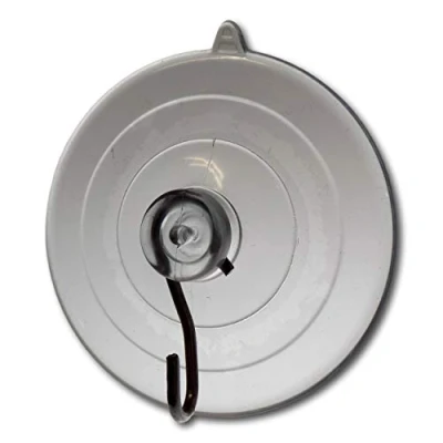 Image of EPOSGEAR® Strong Clear Window Display Metal Wire Hook Suction Cup Pads Perfect for Hanging Signs, Decorations, Bathroom Accessories etc (64mm 4 Pack)