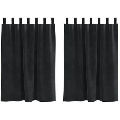 Image of vidaXL Blackout Curtains with Hanging Loops 2 pcs Black Velvet