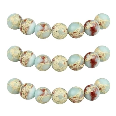 Image of MJDCB Round Stone Beads 10mm Snake Skin Loose Gemstone for Jewelry Making Bracelet Necklace 35pcs