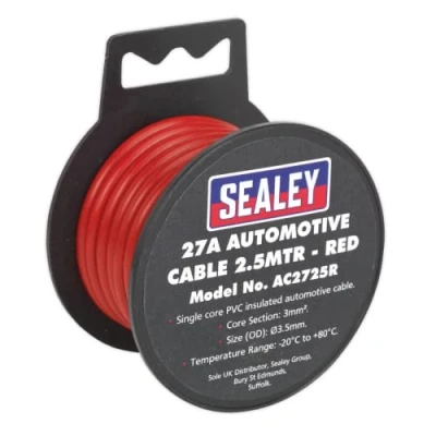 Image of Sealey Automotive Cable Thick Wall 27A 2.5m Red