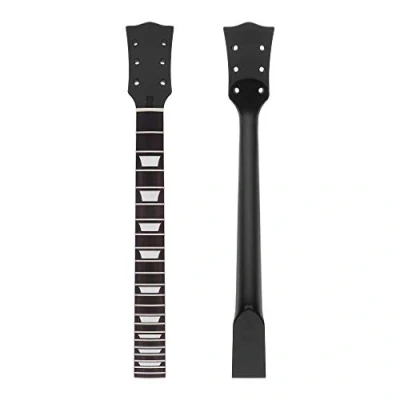 Image of Alnicov Electric Guitar Neck DIY For Gibson LP Guitars Parts Replacement 22 Fret Maple Rosewood Fretboard with White Trapezoid Dots Inlay Black Gloss 1