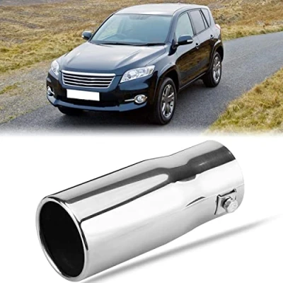 Image of Exhaust Tips Muffler Stainless Steel Car Tail End Pipe Rear Tailpipe Throat for Universal Fitment on Most Cars Sedans (Flat)
