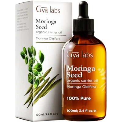 Image of Gya Labs Organic Moringa Oil for Skin 100% Natural Hair Growth Cold Pressed Face, Scalp, Nourishing &amp; Revitalizing (100ml)