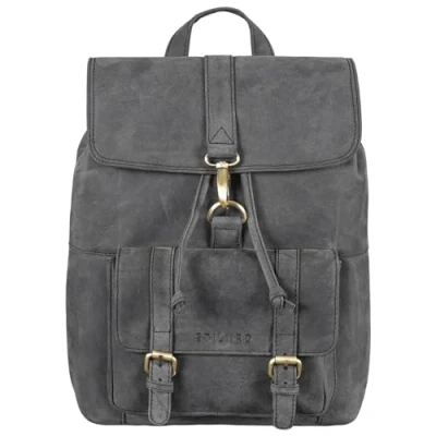 Image of STILORD &#039;Kacey&#039; Leather Backpack Handbag Womens 13,3 inch Laptop Vintage Daypack Ladies Rucksack Ideal as Business Travel Bag School Bag, Colour:avaro grey