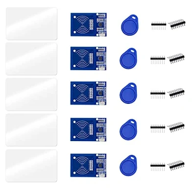 Image of ZkeeShop 5 Pcs RFID Kit with Reader Sensor Module, Chip and Card Compatibe for Arduino Raspberry Pi